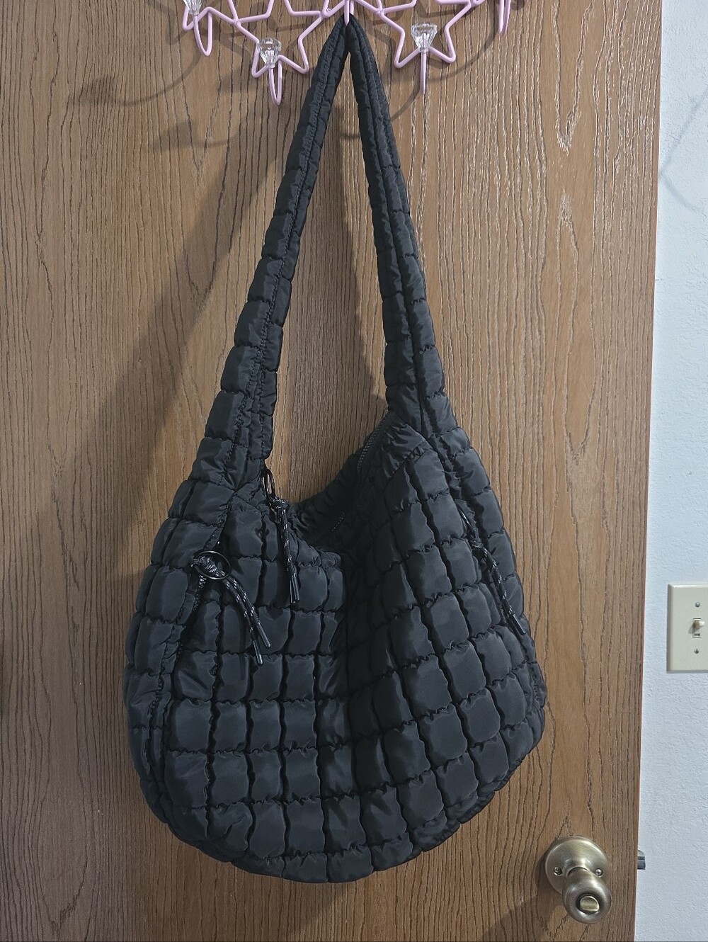Urban Expressions Tamsin Quilted Puffer Hobo Bag Black Carryall Puffer Tote